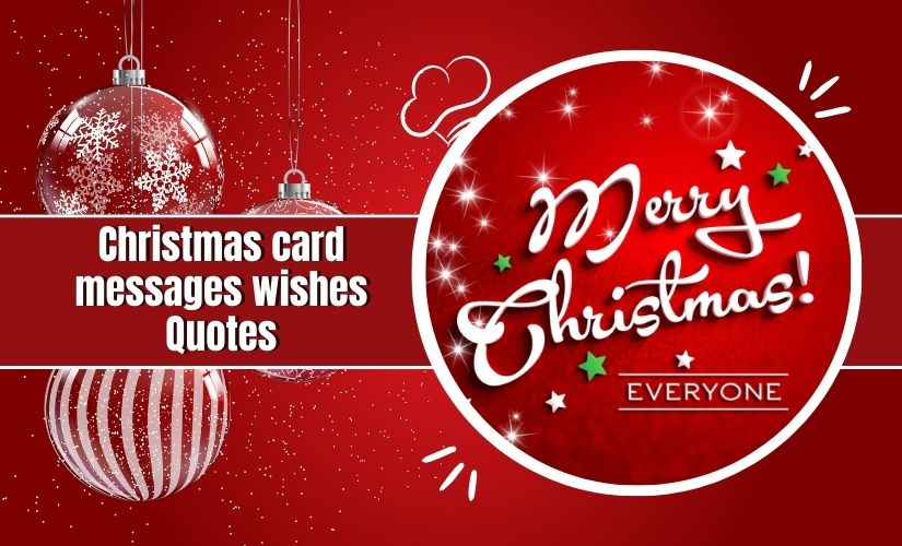 A festive Christmas greeting card in red with sparkling ornaments and the "Merry Christmas! everyone" message surrounded by stars and festive accents.